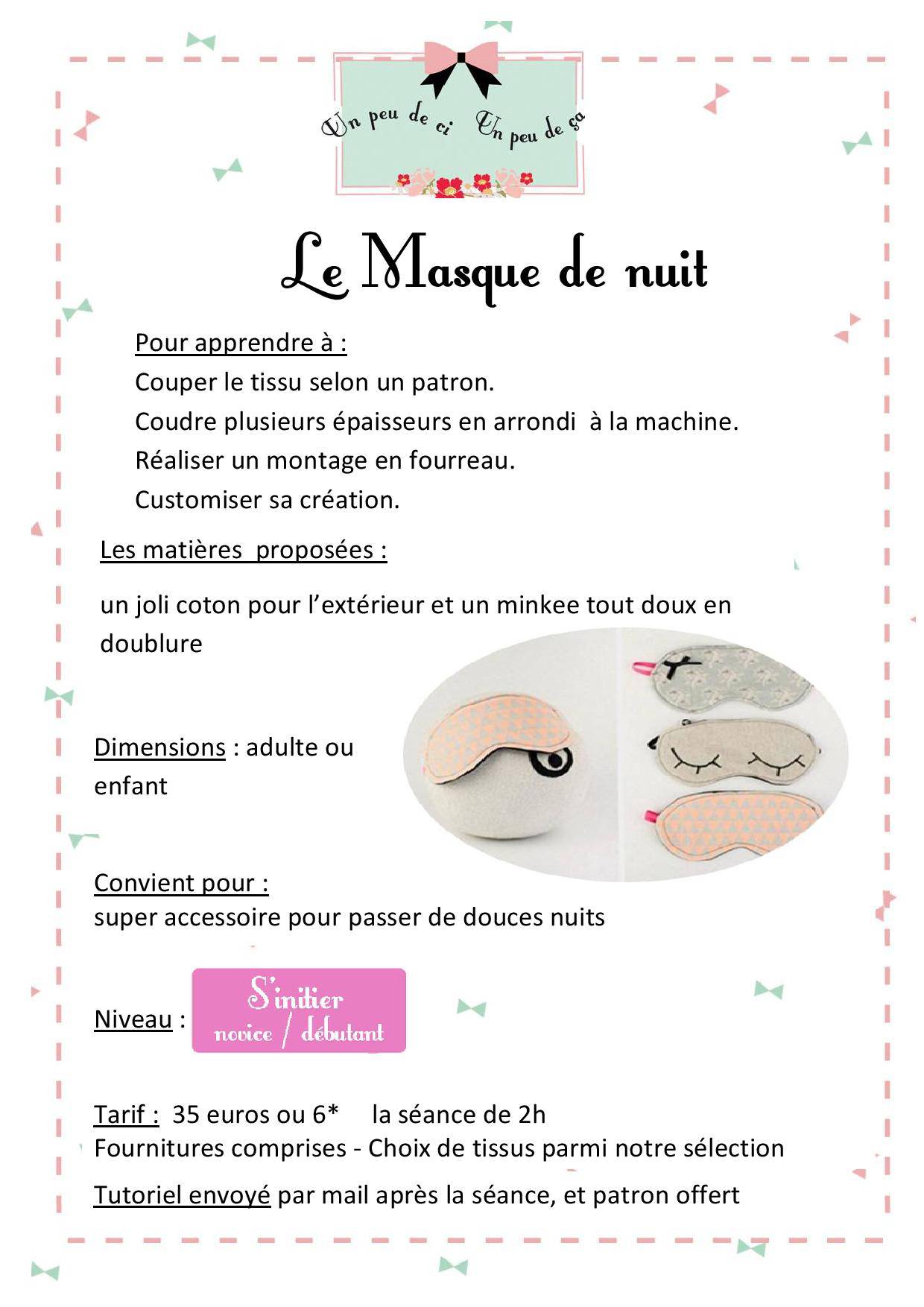 atelier couture masque de nuit